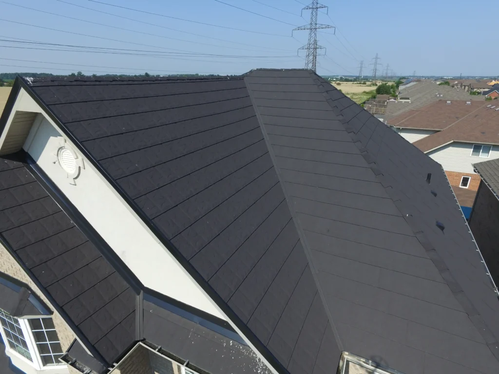 close-up of metal roof panels showing durability and design