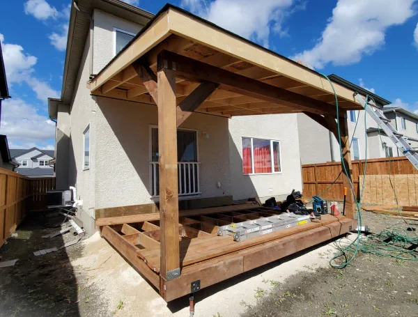 deck framing structure during construction