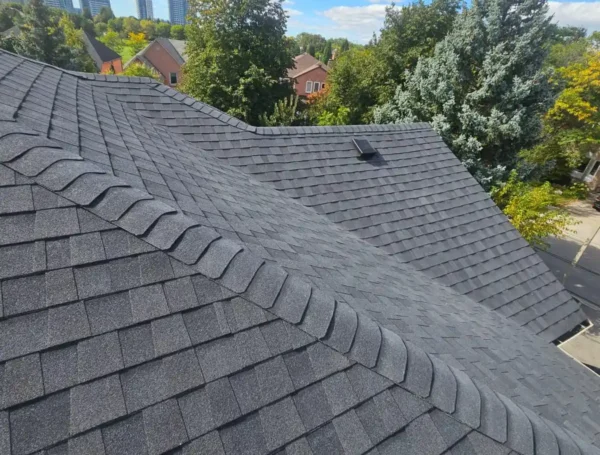 overhead view of home roof for roofing quote
