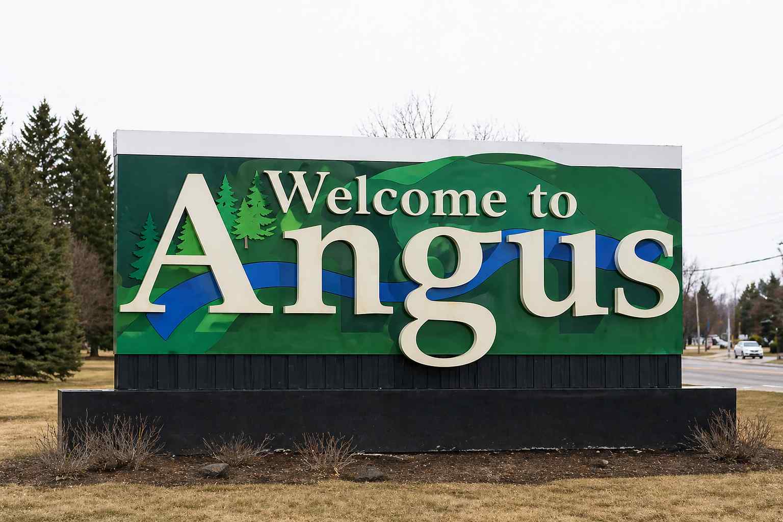 Angus Ontario sign – roofing services in Angus ON by RonOvations