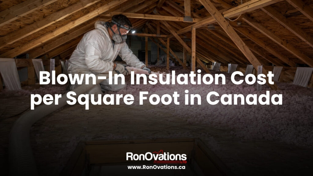 Professional blown-in insulation installation in a Canadian attic