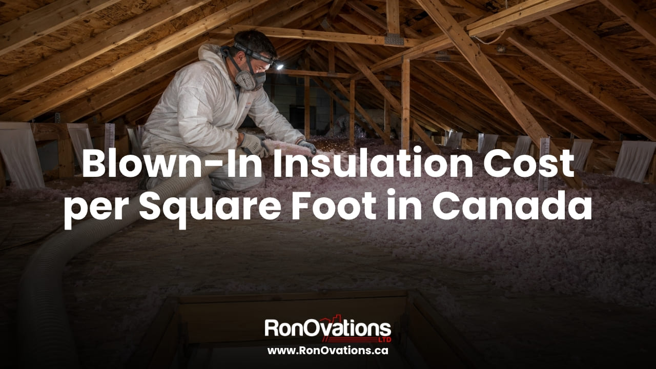 Professional blown-in insulation installation in a Canadian attic