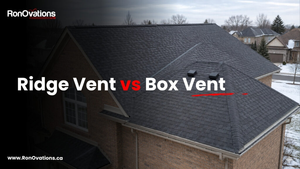 Ridge vent vs box vent Canada comparison on different roof sections