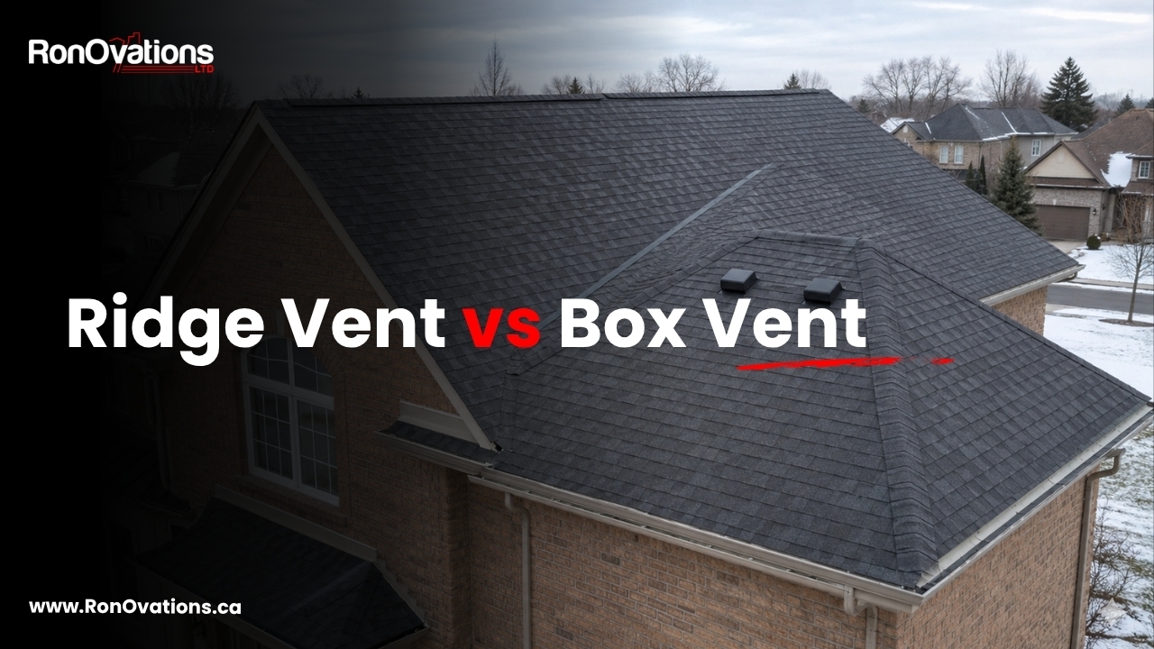 Ridge vent vs box vent Canada comparison on different roof sections