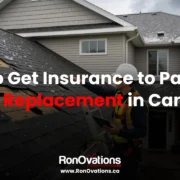 Roofer inspecting hail damage on a Canadian home to help the homeowner get insurance to pay for roof replacement