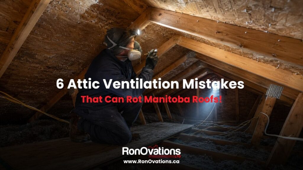 Attic ventilation mistakes causing frost on roof sheathing in a Manitoba attic