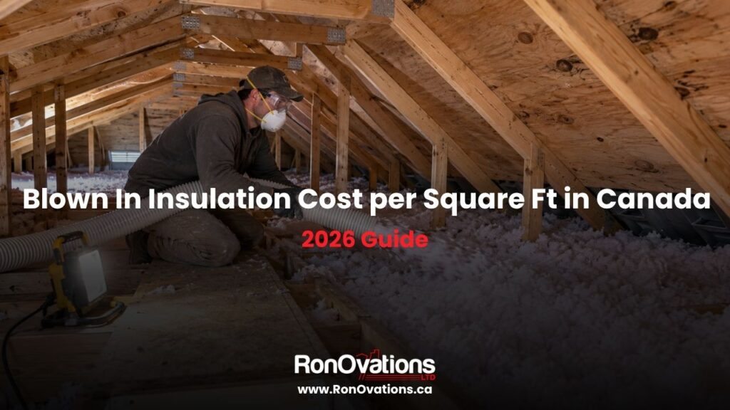 Installer distributing loose fill insulation across a vented residential attic.